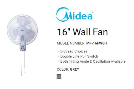 Midea 16 Wall Fan Mf 16fw6h Ngie Ann Trading Sdn Bhd