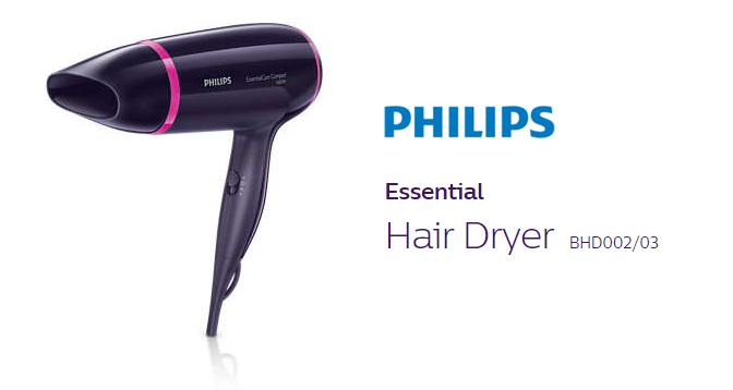 PHILIPS 1600 W Essential Hair Dryer BHD002/03 | Ngie Ann Trading Sdn Bhd  (430304-P)